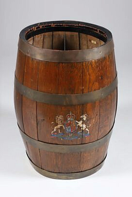 English Wood Brass Strapped Barrel, 19th Century