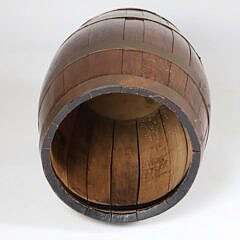 English Brass Strapped Wood Barrel, 19th Century
