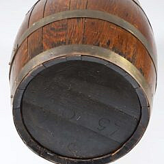 English Brass Strapped Wood Barrel, 19th Century