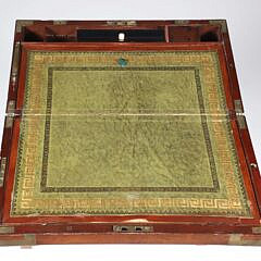 Antique Campaign Brass Bound Writing Box on Custom Stand