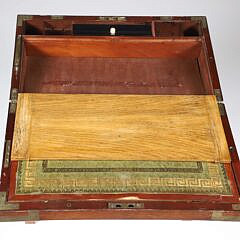Antique Campaign Brass Bound Writing Box on Custom Stand