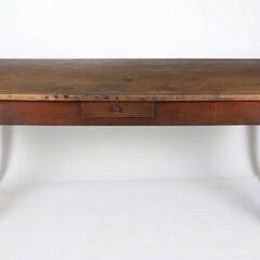 French Provincial Fruitwood Farmhouse Table with One Drawer, 19th Century