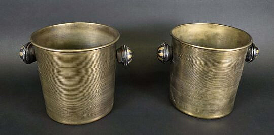Pair of Vintage Brass Danish Ice Buckets, 20th century