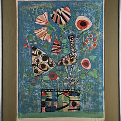 Vintage Paul Augustin Aizpiri Abstract Floral Still Life Lithograph Print