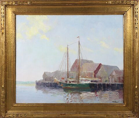 Henry Stephens Eddy (American 1878-1944) Oil on Canvas "Old North Wharf"