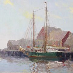 Henry Stephens Eddy Oil on Canvas “Sunday Morning, Old North Wharf”