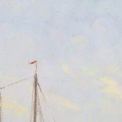 Henry Stephens Eddy Oil on Canvas “Sunday Morning, Old North Wharf”