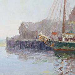 Henry Stephens Eddy Oil on Canvas “Sunday Morning, Old North Wharf”
