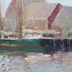 Henry Stephens Eddy Oil on Canvas “Sunday Morning, Old North Wharf”