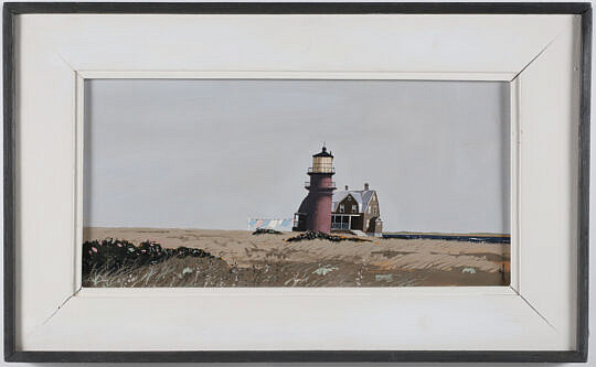 John Austin Tempera on Artist Board "Gay Head Light, Marthas Vineyard"