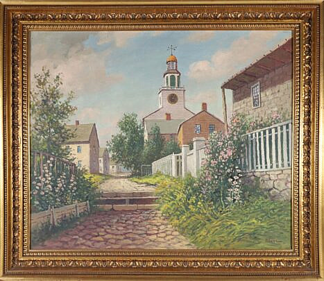 Harry Hambro Howe Oil on Canvas "Stone Alley, Nantucket"