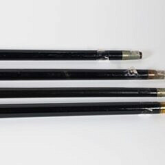 Collection of Four Antique Gold Filled Knob Presentation Walking Sticks, 19th Century
