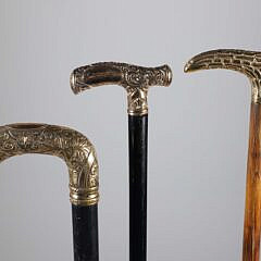 Three Antique Gold Filled Handle Canes