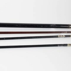 Collection of Four Antique Gold Filled Knob Grip Walking Sticks, 19th Century
