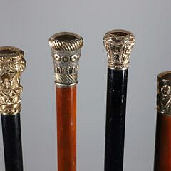 Four Antique Gold Filled Presentation Walking Sticks, 19th Century