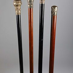 Collection of Four Antique Gold Filled Presentation Walking Sticks, 19th Century