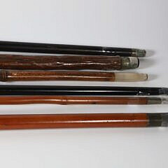 Six Sterling Silver Filled Handle Grip Walking Sticks, 19th Century