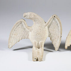 Pair of American Cast Iron Eagles, in Later White Paint, 19th Century