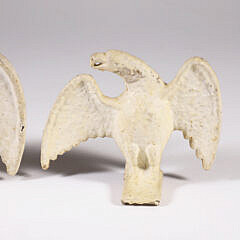 Pair of American Cast Iron Eagles, in Later White Paint, 19th Century
