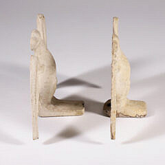 Pair of American Cast Iron Eagles, in Later White Paint, 19th Century