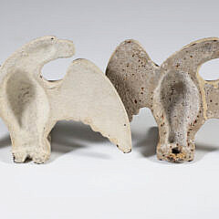Pair of American Cast Iron Eagles, in Later White Paint, 19th Century