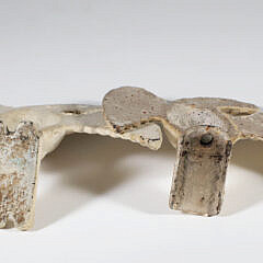 Pair of American Cast Iron Eagles, in Later White Paint, 19th Century