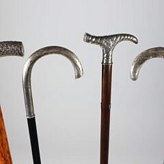 Four Sterling Silver Handled Canes, 19th Century