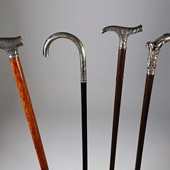 Four Sterling Silver Handled Canes, 19th Century