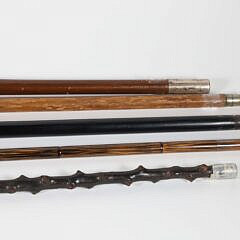 Five Sterling Silver Knob Handled Walking Sticks, 19th Century