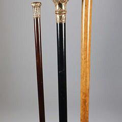 Collection of Three Gold Filled Presentation Walking Sticks, 19th Century