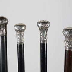 Four Silver Knob Presentation Walking Sticks, 19th Century