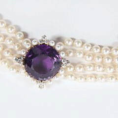 Princess Diana Style Amethyst, Diamond, and Pearl Choker