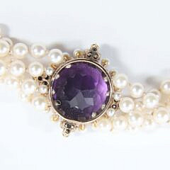 Princess Diana Style Amethyst, Diamond, and Pearl Choker