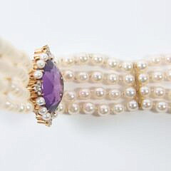 Princess Diana Style Amethyst, Diamond, and Pearl Choker