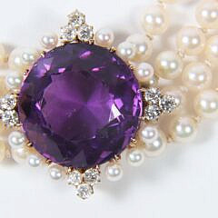 Princess Diana Style Amethyst, Diamond, and Pearl Choker