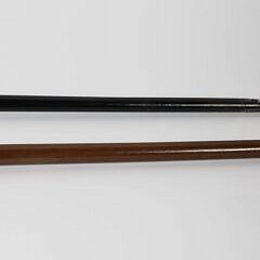 Two Carved Gentlemen Portrait Grip Walking Sticks, 19th Century