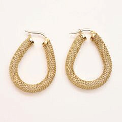 Pair of Italian 14K Gold Mesh Hoop Earrings
