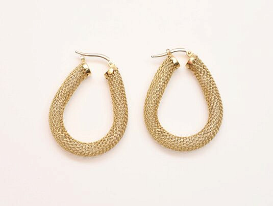 Pair of Italian 14K Gold Mesh Hoop Earrings