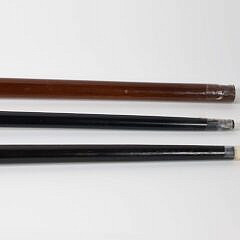Group of Three Carved Ethnic Gentlemen Bust Grip Walking Sticks, 19th Century