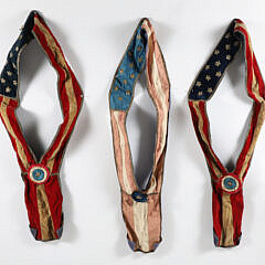 Three American Flag Centennial Parade Sashes Circa 1876, Manufactured by Louis E. Stiltz & Bro. Co.