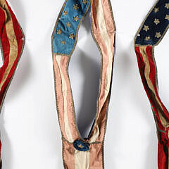 Three American Flag Centennial Parade Sashes, circa 1876, Manufactured by Louis E. Stiltz & Bro. Co. Philadelphia PA