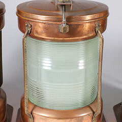 3 Copper and Brass “All Round Red” NK77 Ship’s Running Lights, Port, Starboard and Clear