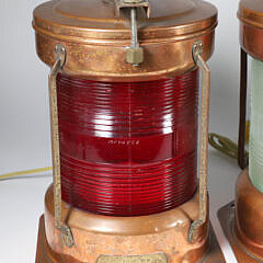 3 Copper and Brass “All Round Red” NK77 Ship’s Running Lights, Port, Starboard and Clear
