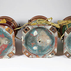 3 Copper and Brass “All Round Red” NK77 Ship’s Running Lights, Port, Starboard and Clear
