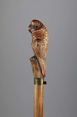 Mechanical Carved Bird Cane, 19th Century