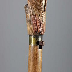 Mechanical Carved Wood Parrot Walking Stick, 19th Century