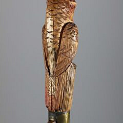 Mechanical Carved Wood Parrot Walking Stick, 19th Century