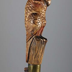 Mechanical Carved Wood Parrot Walking Stick, 19th Century