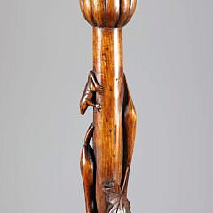 Carved Folk Art Grape and Leaf with Animal Cane