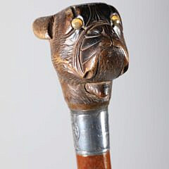 Group of Three Vintage Mechanical Animal Grip Wood Walking Sticks